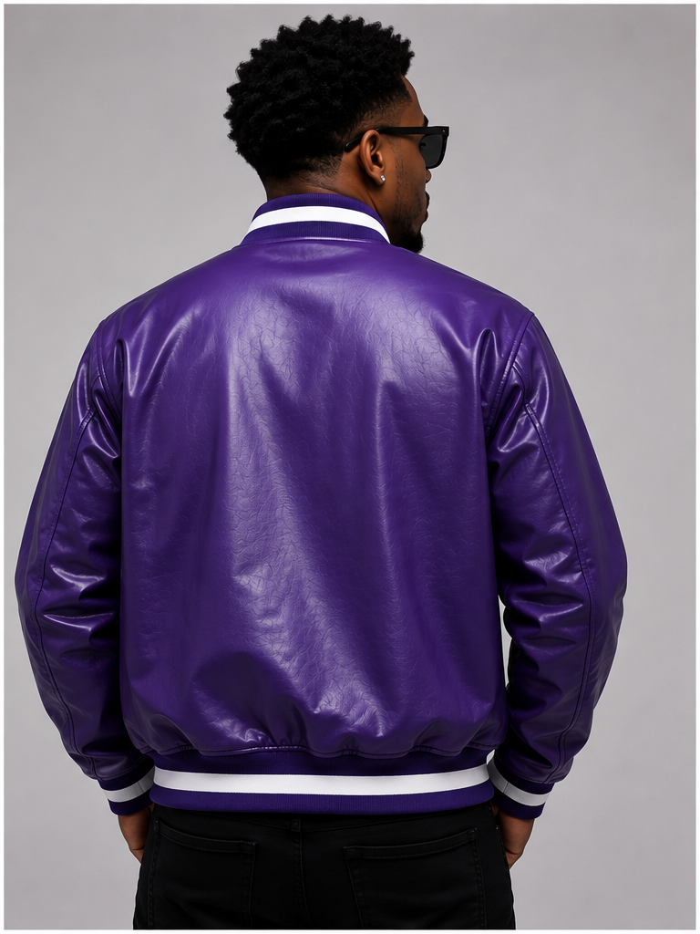 DEYEMI Purple Reign Varsity Jacket.